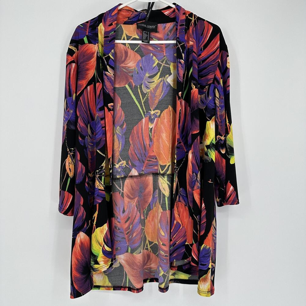 Frank Lyman Jacket Womens 22 Sheer Floral Open Front Kimono 66130